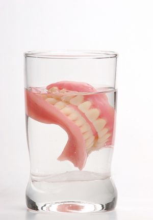 dentures being cleaned